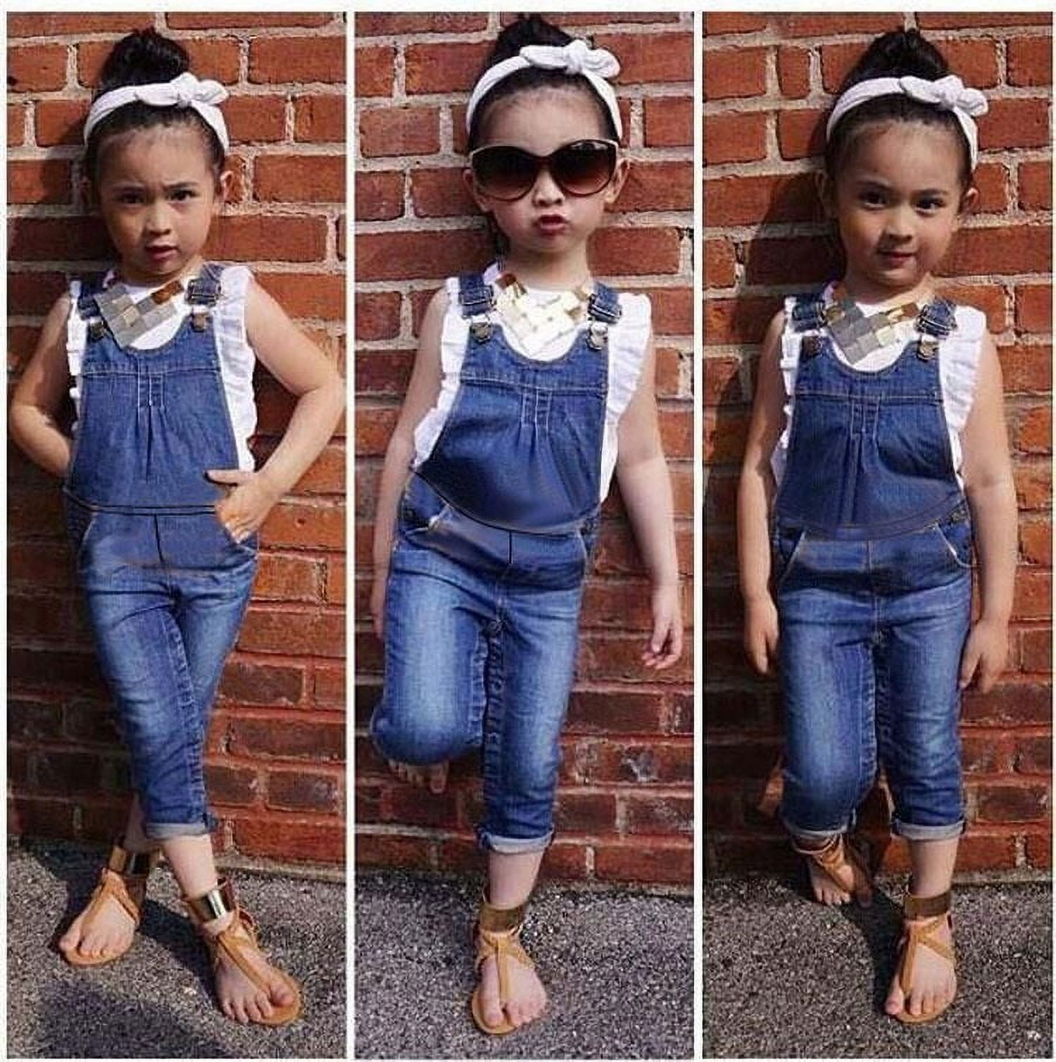 Smart Baby - 2pc-Set Baby Girls Top & Denim Shorts - White