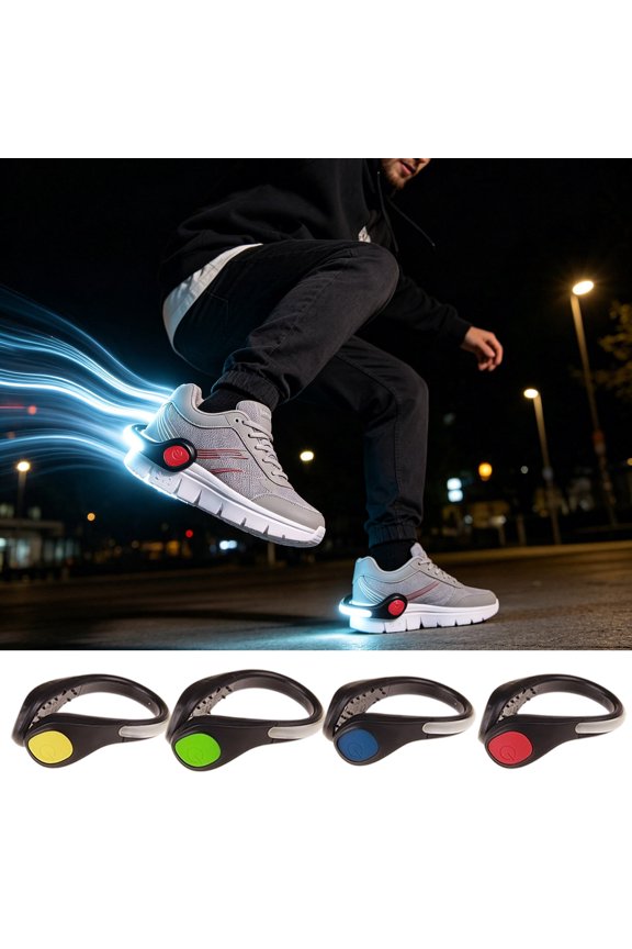 2PC Night Outdoor Activity Essential Clip LED Shoe Flash Light Adjustable Secure Strap High Visibility Warning Lamp For Jogging Cycling Walking Road Safety Accessory