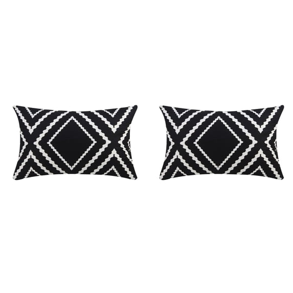 2PC Outdoor Lumbar Waterproof Pillow Covers, Geometric Throw Pillows Cover for Patio Garden, Water Resistant Case for Balcony Furniture, Fade Resistant,12x20 Inch