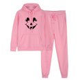 thumbnail image 1 of 2PC Outfits Men Women Tracksuits Long Sleeve Trendy Print Pullover Hoodies Sweatshirt And Sweatpants Fall Winter Casual Sports Set,Pink 5,L, 1 of 5