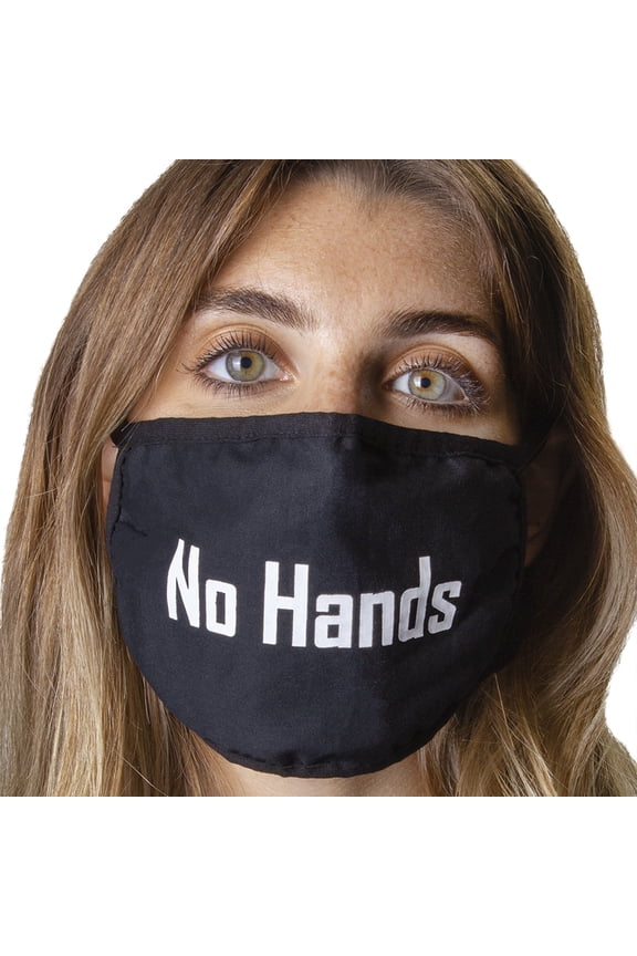 2PC PACK 'NO HANDS' FACE MASK COVERING SET- 1PC RED AND 1PC BLACK