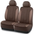 thumbnail image 1 of Auto Drive 2Piece Premium Brown Perforated Leather Seat Covers - Universal Fit, Luxury Comfort, 1 of 8
