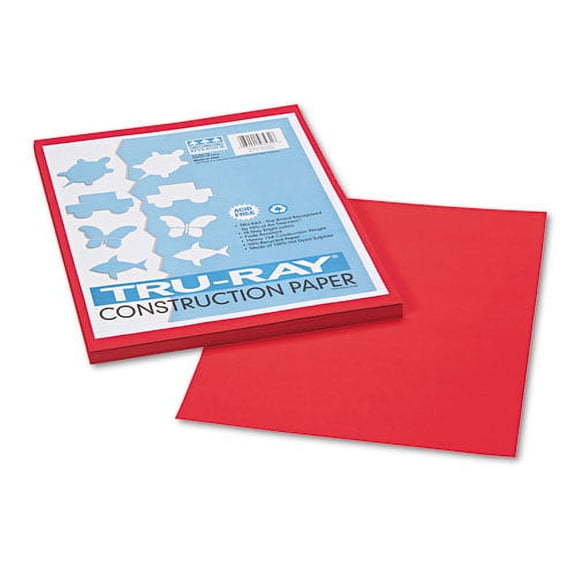 2PC Pacon Tru-Ray Construction Paper, 76 lb Text Weight, 9 x 12, Festive Red, 50/Pack