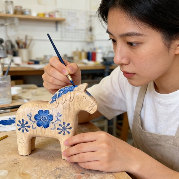 2PC Patterned Wooden Horse DIY Blank Craft - Unfinished Natural Wood Rough Blank, Cute Patterned Horse Shape, Suitable for Painting and DIY Projects, Cute Animal Decoration for Home Desktop