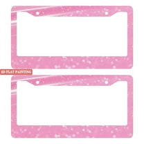 2PC Pink Glitter Bokeh & Line License Plate Frames with Mounting Hardware 6.3x12.2inch(16x31cm)