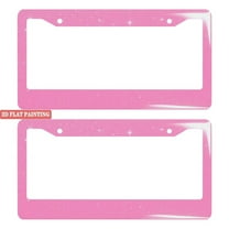 2PC Pink Glitter Star - Effect License Plate Frames with Mounting Hardware 6.3x12.2inch(16x31cm)