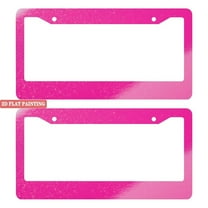 2PC Pink License Plate Frames with Glitter Effect and Mounting Accessories 2 Holes 6. 3x12. 2inch(16x31cm)