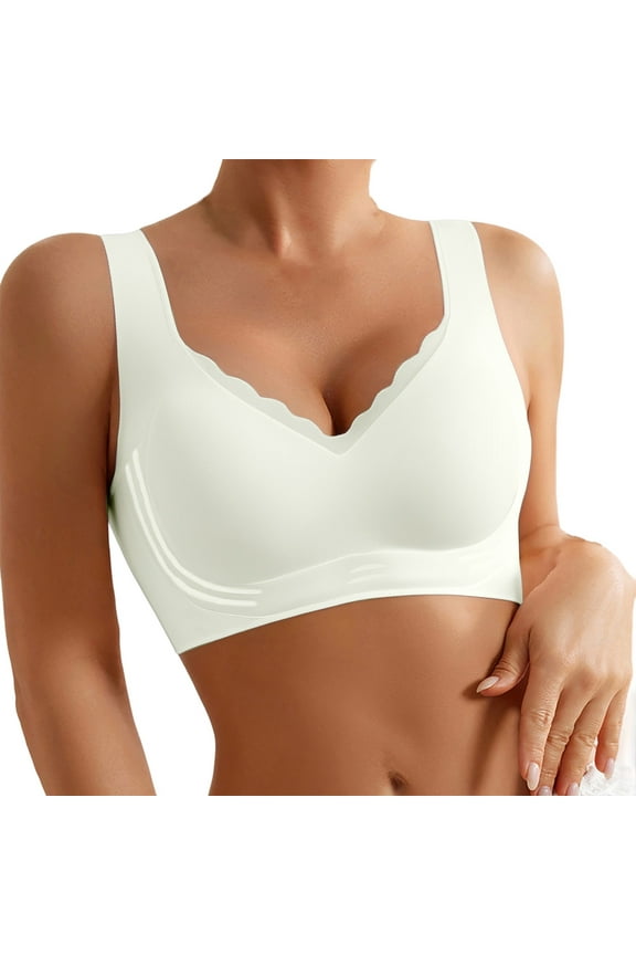 2PC Plus Size Lingerie Front Closure Floral Support Lette Soft Womens Casual Tops,White,44