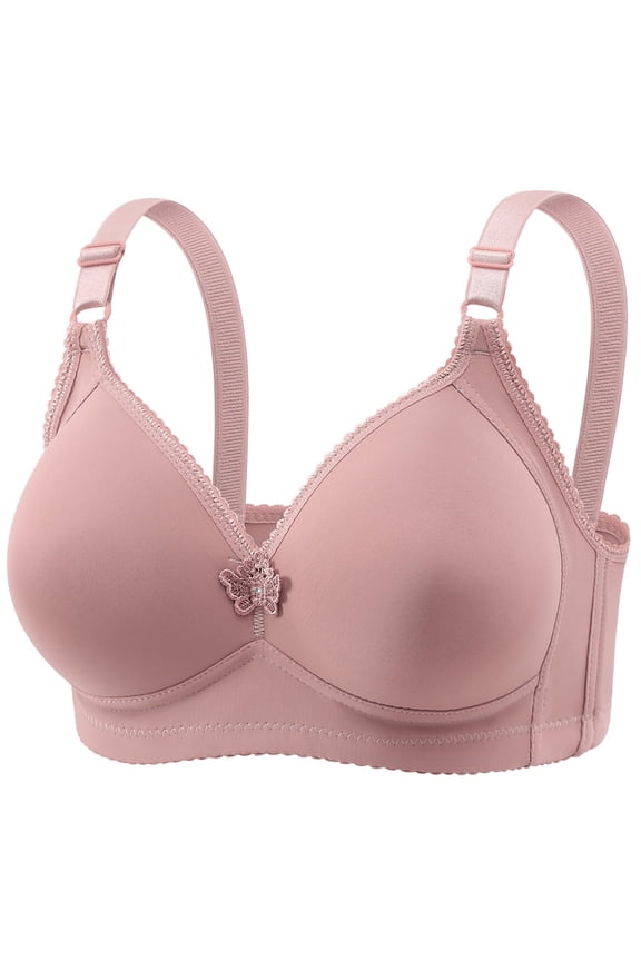 2PC Plus Size Slim Cup Adjustable Non Padded Bralette,Pink,46