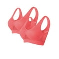 thumbnail image 1 of 2PC Plus Size Sports Bras for Women No Underwire Full Coverage Everyday Breathable Bras Comfortable Padded Bras,Watermelon Red 1,36C, 1 of 2