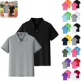 thumbnail image 1 of 2PC Polo Shirts Kids School Uniform Relaxed Fit Back To School Short Sleeve Button Down Tshirts Comfortable Solid Color Pullover for Boys & Girls Gray 6-7 Years, 1 of 8