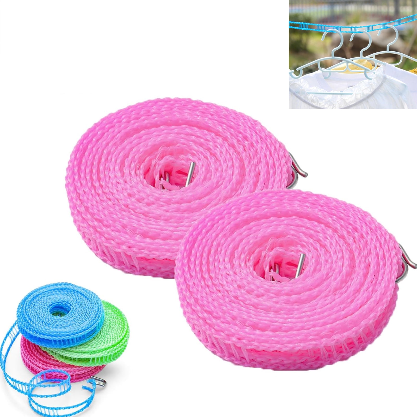 2PC Portable Clothesline for Outdoor & Home,Windproof Non-slip ...
