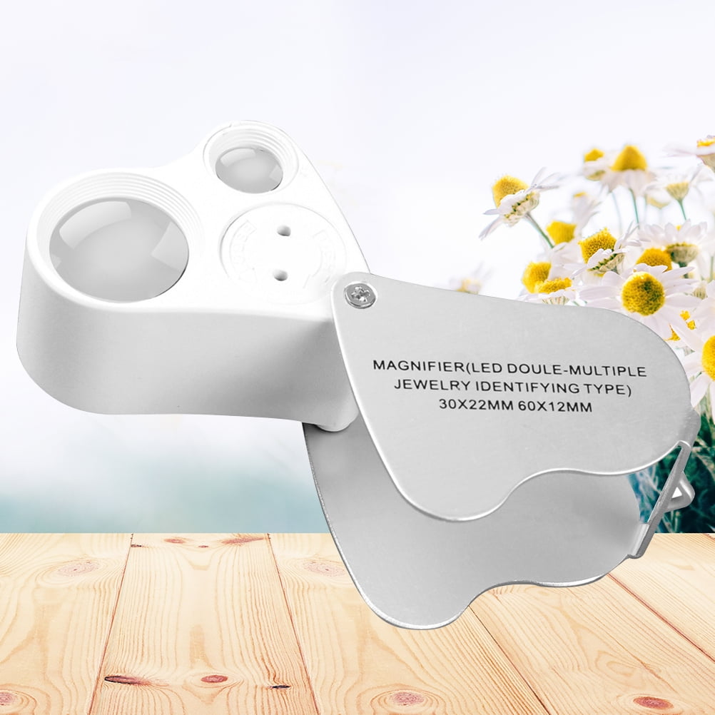 2PC Portable Magnifier HeartShaped LED DoubleMultiple Magnifying