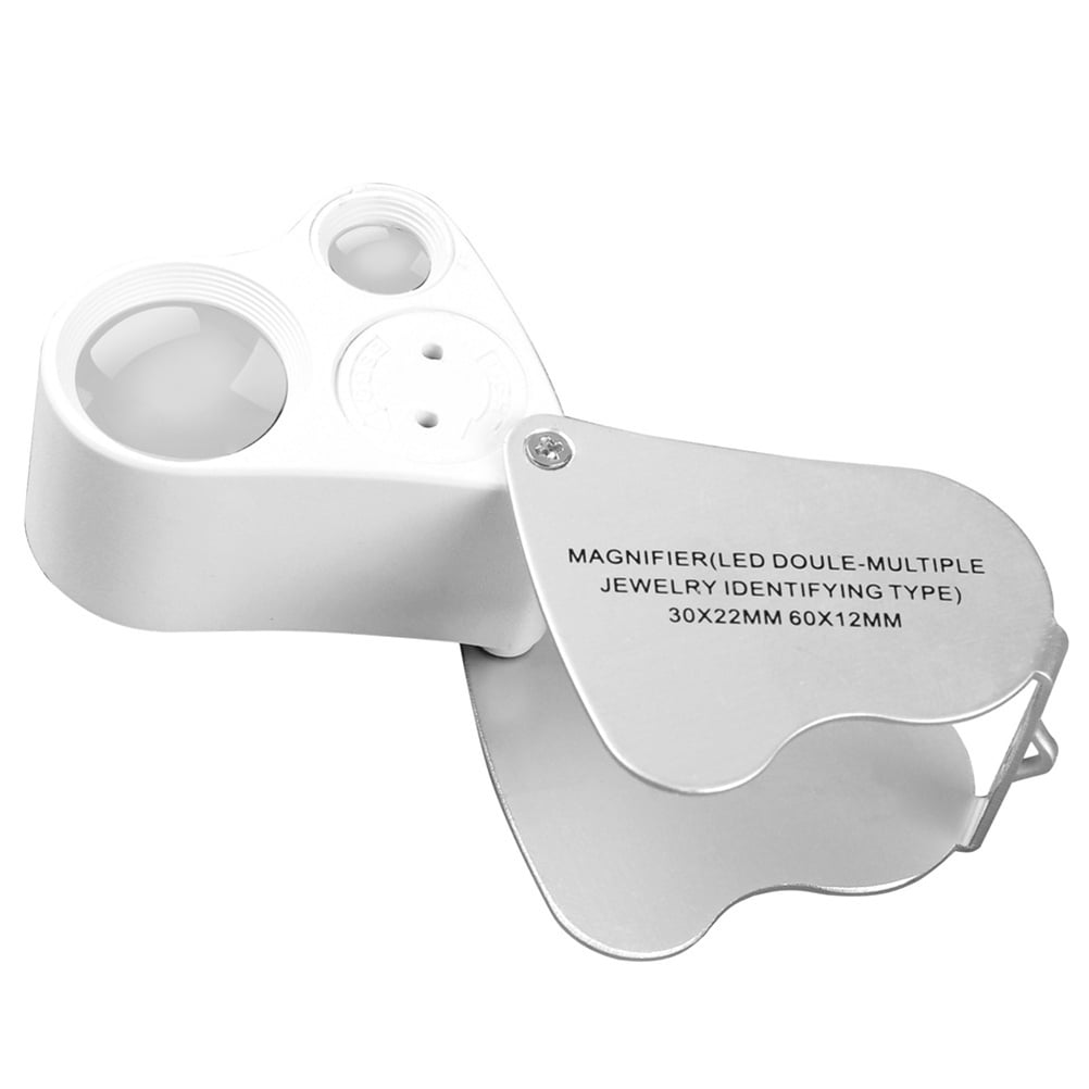 2PC Portable Magnifier Heart-Shaped LED Double-Multiple Magnifying Microscope 30X 60X LED Magnifier for Jewelry Clock (White)