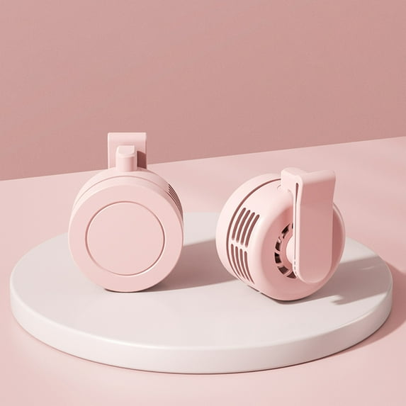 2PC Portable Silent Mini Bladeless Electric Fan Clip On, Round Ultra-Quiet USB Rechargeable Bladeless Fan, 3-Speed Adjustable Mini Desk Fan with 900mAh Battery for Office Travel, Quickly Cooling Fan