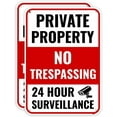 thumbnail image 1 of 2PC Private Property No Trespassing Sign, 14 x 10 Inches - Aluminum - Warning 24 Hour Video Surveillance Security Camera Metal Sign, 1 of 5