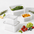 thumbnail image 1 of 2-Piece Produce Saver Containers for Fridge with Lids, Removable Colanders for Fruits, Vegetables, Berries, and Meat to Stay Fresh Longer, 1 of 10