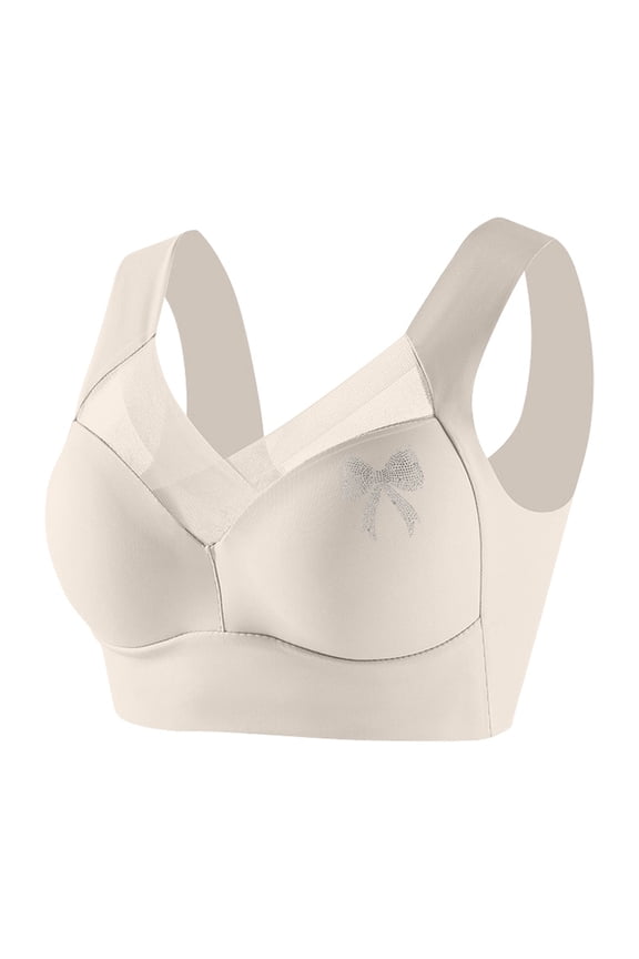 2PC Push Up Bra Thin Vest Bow Rhinestone Balconette Bra,White,XXXXL