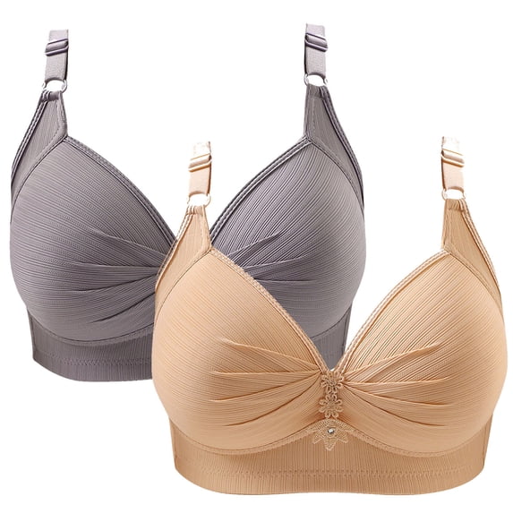 2PC Push Up Bras for Women No Underwire Full Coverage Support & Lift Wireless Comfort Everyday Bra,S-5XL