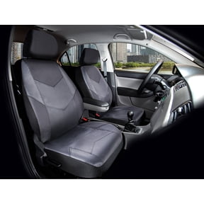 Auto Drive 2-Piece Rival Premium Faux Leather Car Seat Cover Black Design with Carbon Fiber - Universal Fit
