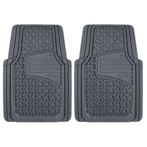 Auto Drive 2PC Rubber Floor Mats Diamond Plate Black- Universal Fit for Cars, Trucks,AD071714B