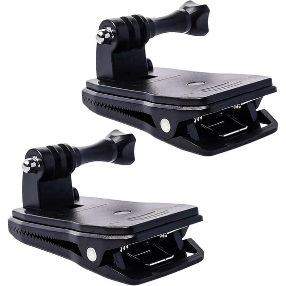 2PC Raywowo 360 Rotation Backpack Fast Clip Clamp Mount for Gopro Hero 13, 12, 11, 10, 9, 8, 7, 6, 5, 4, DJI Osmo Action6/ 5 Pro/ 4 and Other Action Cameras, Travel Essentials, Hiking