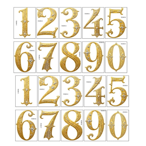 2PC Removable Gold Number Stickers Anti Static Waterproof PVC Wall Decals