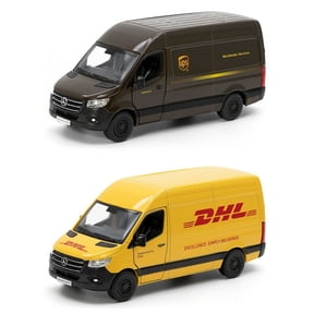 2PC SET: 5" UPS and DHL Mercedes-Benz Sprinter Diecast Model Toy Car Delivery Van 1:48