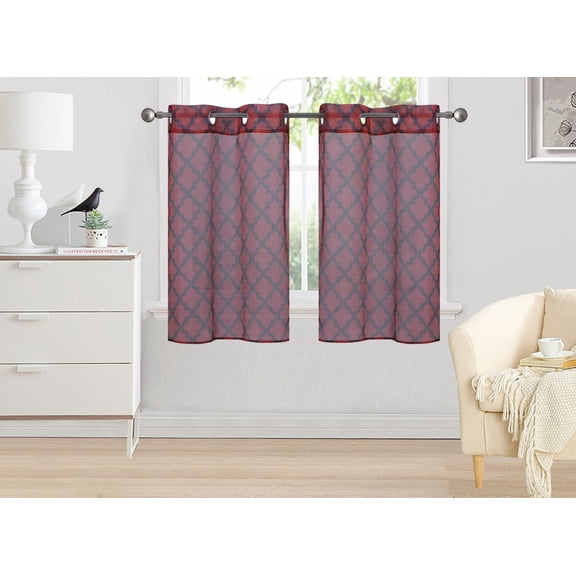 2PC SET LIGHT FILTER MOROCCAN PRINT SHEER WINDOW DRESSING PANEL S38 30"X36" each