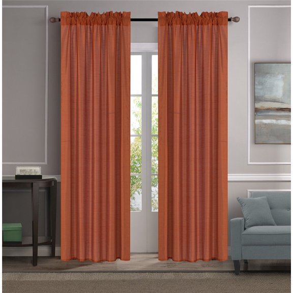 2PC SET VERSATILE FAUX SILK WINDOW CURTAIN TREATMENT ROD POCKET PANELS (MR2) 84"