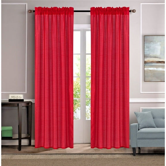 2PC SET VERSATILE FAUX SILK WINDOW CURTAIN TREATMENT ROD POCKET PANELS (MR2) 84"