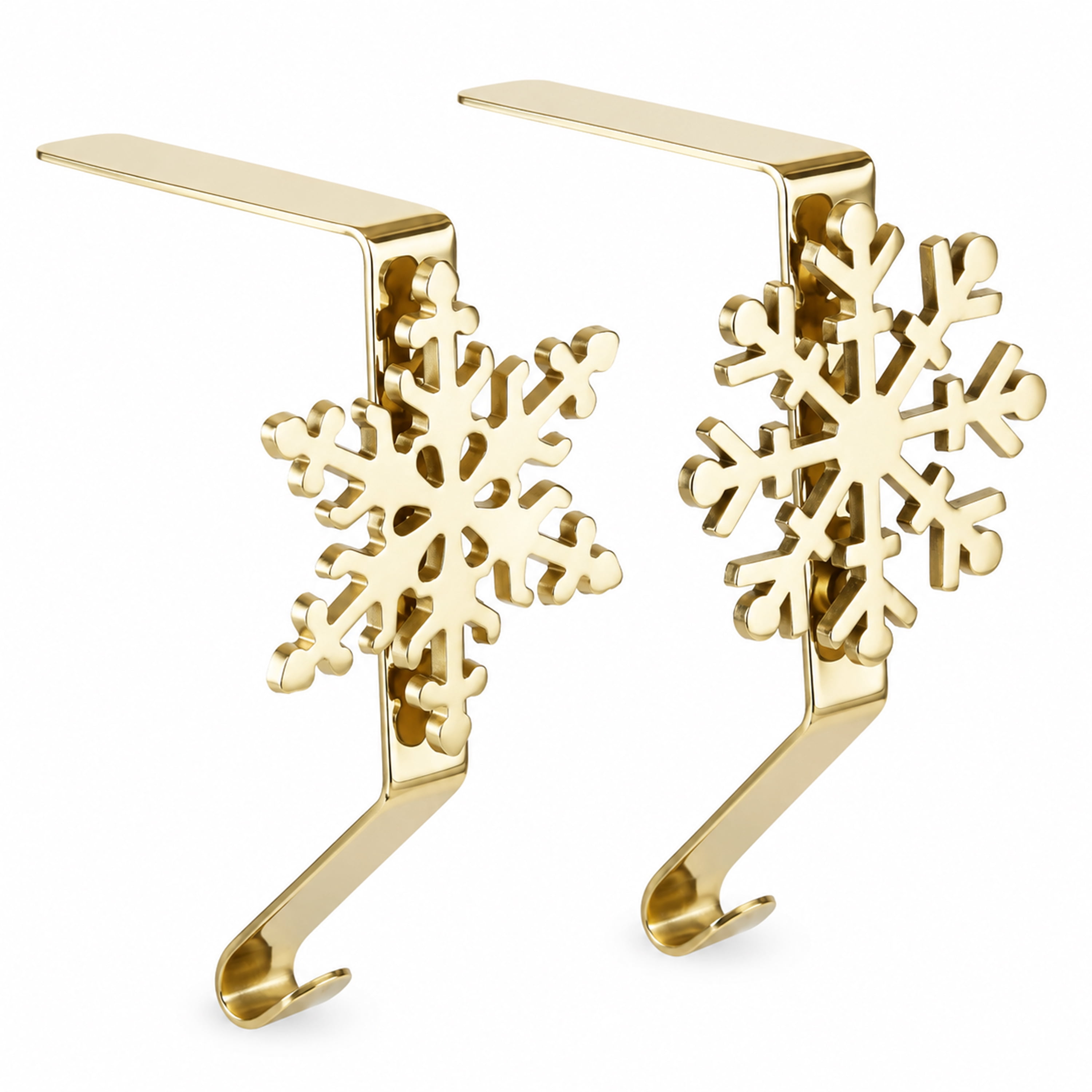 Holiday Time 2-Count Gold Metal Snowflake Christmas Stocking Holders, 6.3 inch