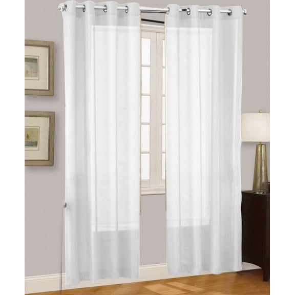 2PC SOLID SHEER INDOOR PANEL 8 GROMMETS WINDOW CURTAIN VERSATILE RUBY SEE THRU