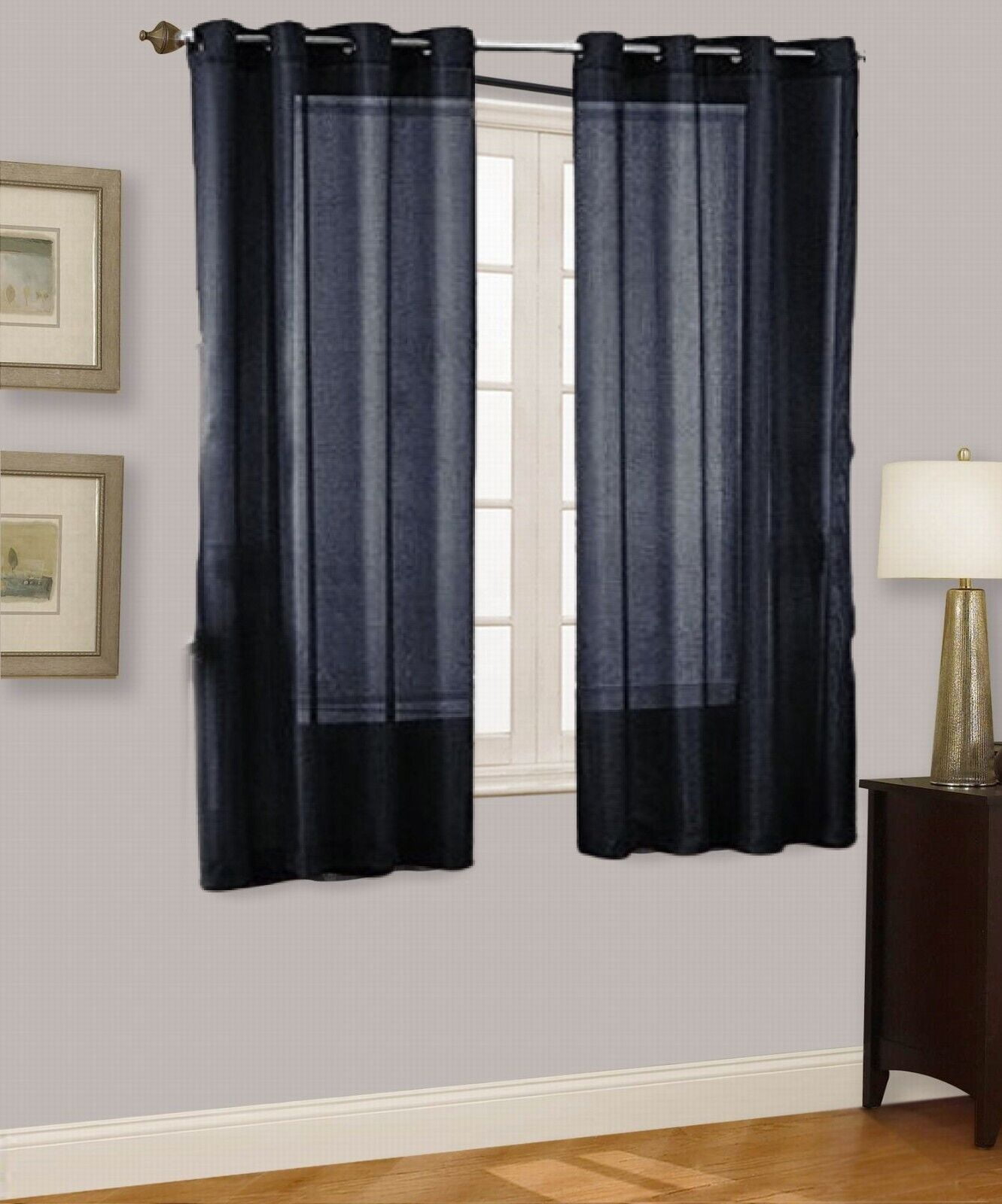 No. 918 Emily White Extra-Wide Sheer Voile Sliding Door Patio Curtain Panel, Beige