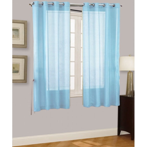 2PC SOLID SHEER INDOOR PANEL 8 GROMMETS WINDOW CURTAIN VERSATILE RUBY SEE THRU