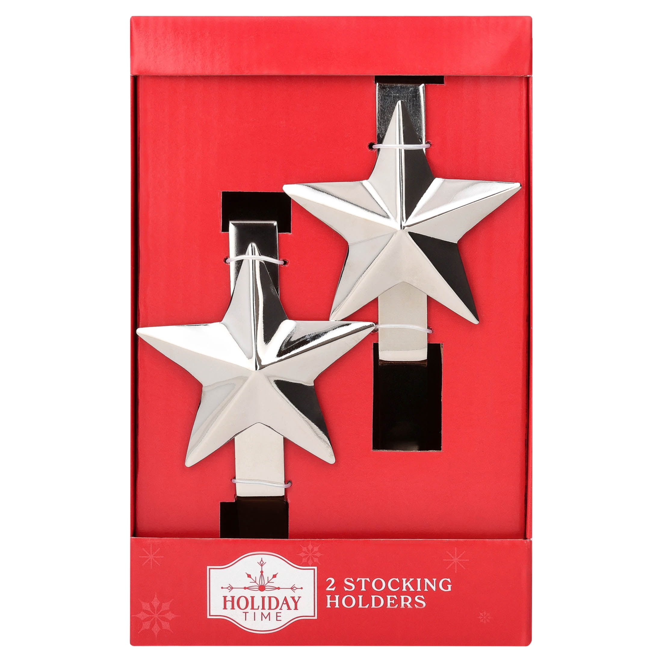 Holiday time  2-Count Silver Metal Star Christmas Stocking Holders, 6.3 inch