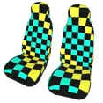 thumbnail image 1 of 2PC SUV RV Van Truck Any Fit Covers Seat Car Geometric Tartan Print Cover Seat Auto Front Pattern Checkerboard Green And Black, 1 of 4