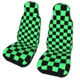 thumbnail image 1 of 2PC SUV RV Van Truck Any Fit Covers Seat Car Geometric Tartan Print Cover Seat Auto Front Pattern Checkerboard Green And Black, 1 of 4