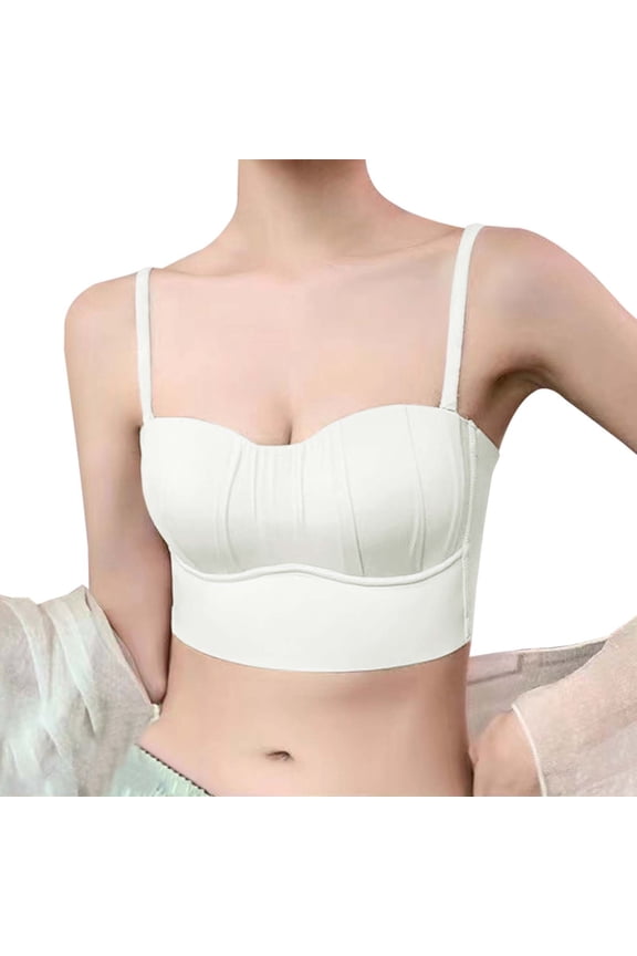 2PC Seamless Bras for Women Thin Removable Padding Full Coverage Adjustable Solid Color Balconette Bra,White,M