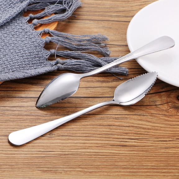 2PC Serrated Spoons Plastic Dining Spoon Tablespoon For Home Dining Silver