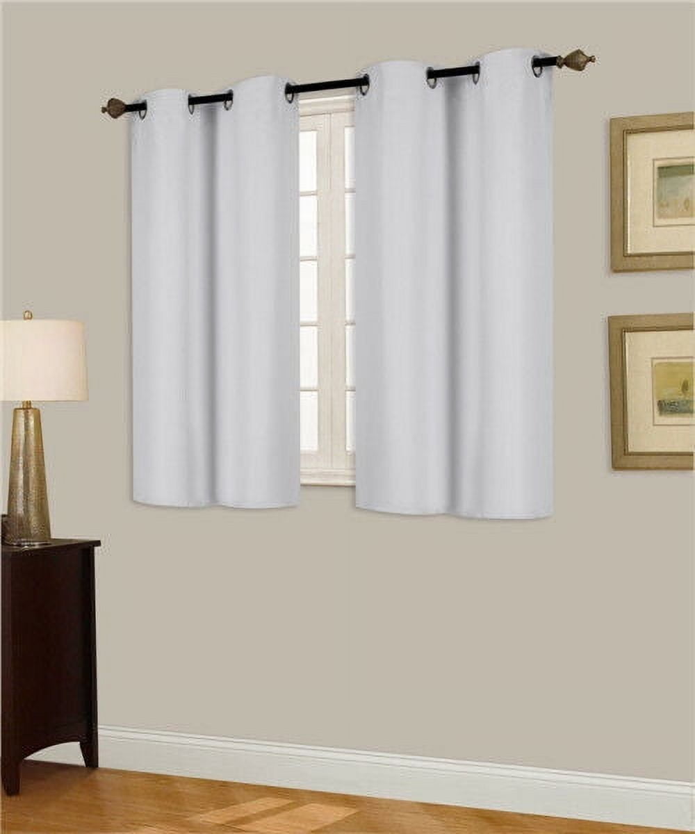 2PC Set GHL30 WHITE Versatil Grommet Thermal Blackout Window Tier Short Curtain Unlined Panel 28"x36" each pc
