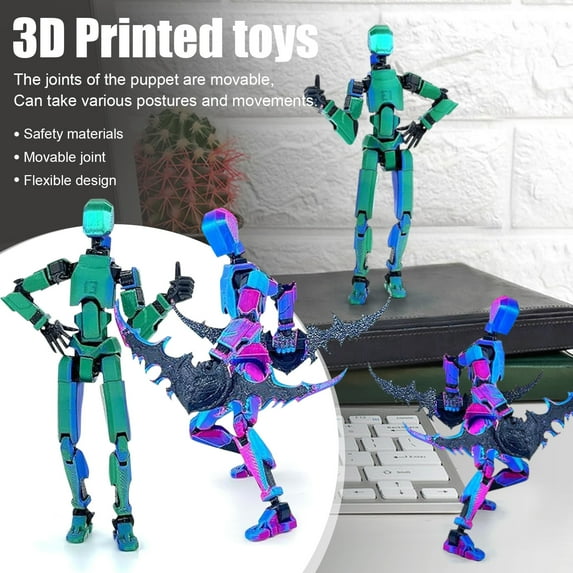 2PC Sets T13 Action Figure, Titan 13 Action Figure Dummy 13 Action Figure Lucky 13 Action Figure 3D Printed Multi-Jointed Movable, Art Kit Dolls Articulated Toys Cool Toys Blue and Purple