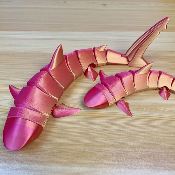 2PC Silk Red Gold 22CM + 30CM 3D Printed Shark Stress Relief