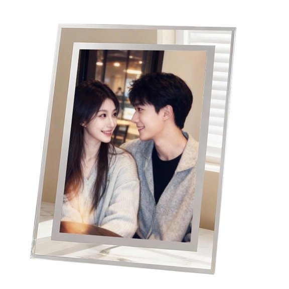 2PC Silver 7 Inch Glass Photo Frame Minimalist Design for Certificates
