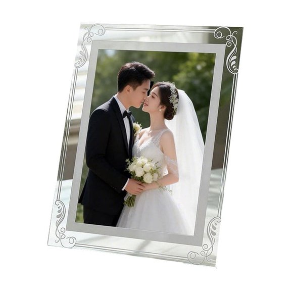 2PC Silver 7 Inch Glass Photo Frame Minimalist Design for Certificates