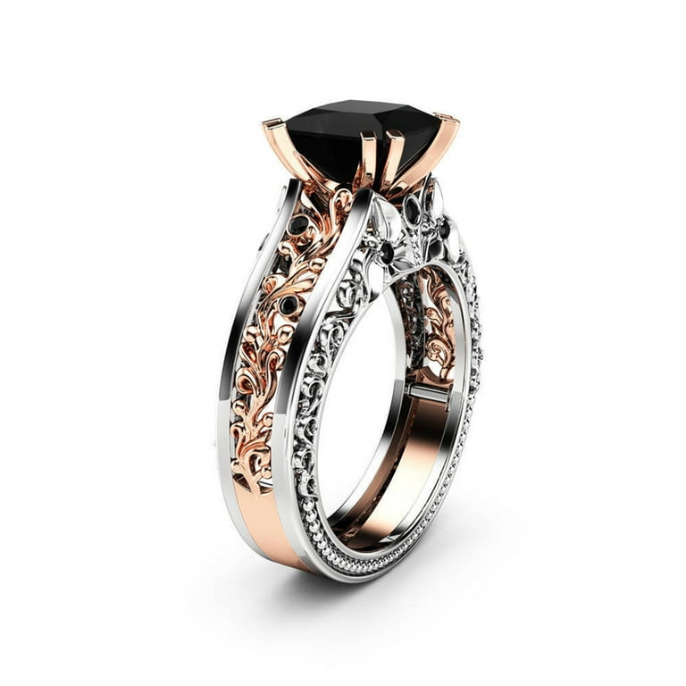 2PC Silver Promise Rings Delicate Design Set Diamond Fashion Ring Light High Grade Ring Rings for Women Trendy Western Ring Set 444 Ring Ring for Teen Vintage Rings Colorful Ring Edgy