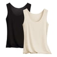thumbnail image 1 of 2PC Sleeveless Sleep Camisoles U Neck Solid Base Layer Tank Top Sleepwear Khaki 3XL, 1 of 3