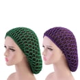 thumbnail image 1 of 2PC Soft Rayon Knit Hair Cap, Sleeping Crochet Hairnet, Long Hair Snood, Elastic Comfortable Hair Cover, Durable Breathable Hair Protection, Christmas Thanksgiving Holiday Gift, 1 of 6
