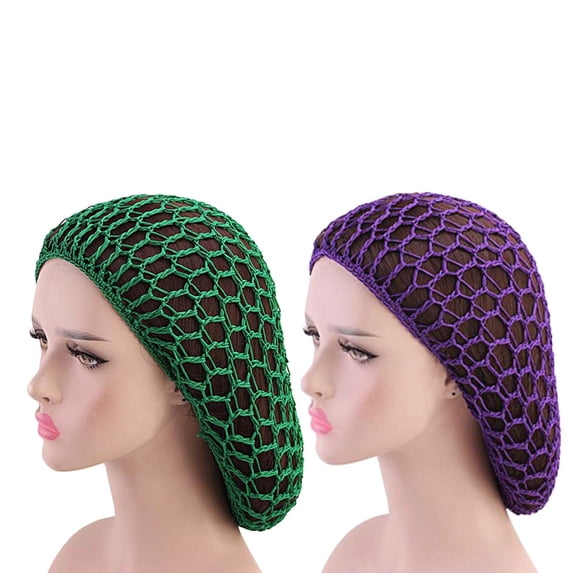2PC Soft Rayon Knit Hair Cap, Sleeping Crochet Hairnet, Long Hair Snood, Elastic Comfortable Hair Cover, Durable Breathable Hair Protection, Christmas Thanksgiving Holiday Gift