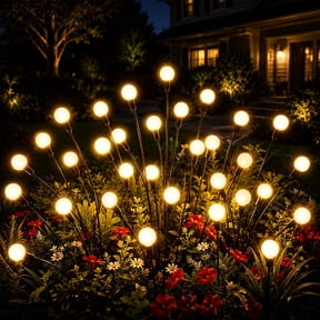 2PC Outdoor Stake Solar lights, 10 LED Waterproof Swaying Firefly Lights, Solar Power Decorative Lights for Yard Lawn, Path, Flower Bed, Patio(Warm White)